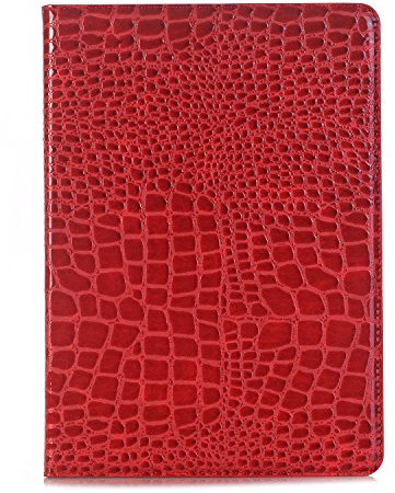iPad 6. 5. 2018 2017 Hülle für Frauen, iPad Air-2. 1. 9,7 Zoll Hülle, DMaos Krokodil Reflector PU-Leder Folio Smart Cover – Rot