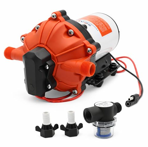 Bomba de diafragma Seaflo serie 55-12 V CC, 5.5 GPM, 60 PSI con interruptor de presión resistente