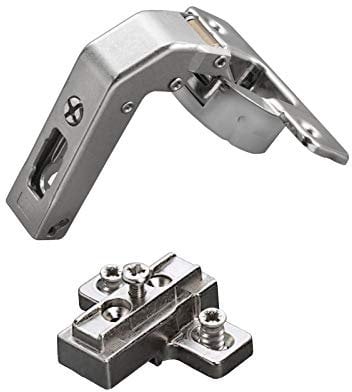 2 x Salice Stollenscharnier Serie 700 mit Dämpfungssystem im Topf 110° Bohrbild T52 inkl. Kreuz-Montageplatte Höhe 9 mm mit Euroschrauben und Langlochverstellung Topfscharnier von SO-TECH®