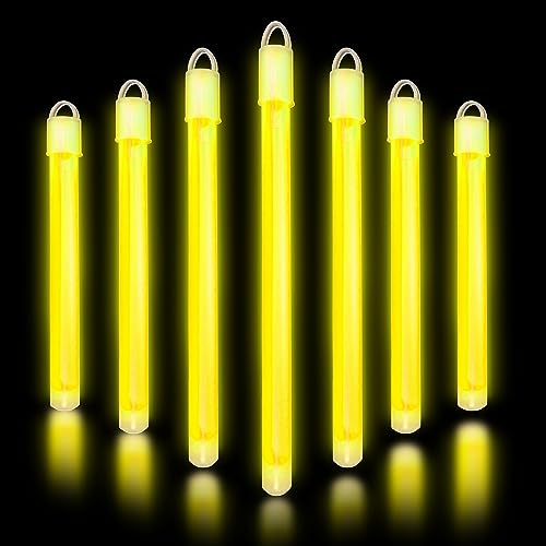 Glow Fever Leuchtstäbe - 15 cm Neon Glow in the Dark Knicklichter, Leuchten im Dunkeln, mit Endkappen und Band - Glow Stick Party Set für Games, Parties & draußen Party Dragon - Gelb, 100 Stück