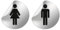 Kinekt3d Leitsysteme Folienschild Schild - D = 100 mm PVC Silber - Robuste Kratzfeste Folie - UV beständig - Perfekt für Glastüren und alle glatten Flächen (WC Toiletten Set Damen + Herren (Design A))
