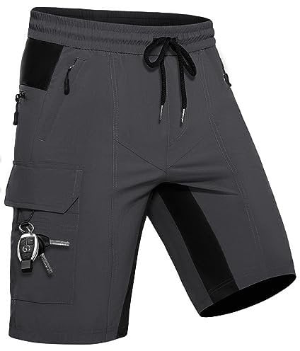 Wespornow Kurze Hose Herren Shorts Sommer mit 5 Taschen Stretch Leichte Cargo Sporthose Arbeitshosen Männer Kurz Wanderhose Bermuda Jogginghose Chino MTB Cargohose Gym Leinen(Grau, L)