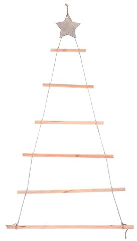 Milisten Weihnachtsbaum Leiter mit Stern Holzleiter zum Hängen Tannenbaum Christbaum für Weihnachten Wanddeko Weihnachtsschmuck Christbaumschmuck Tannenbaumanhänger Weihnachtsdeko