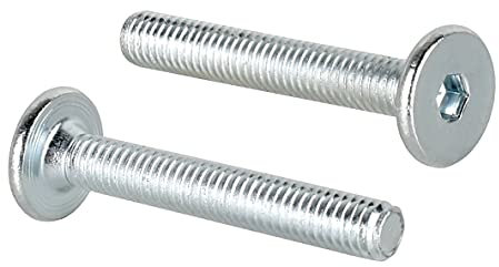 woplus Flachkopfschrauben Möbelschrauben Möbelverbinder Stahl Verzinkt M6 x 40mm Flachkopf Antrieb:Innensechskant SW4 (10 Stück M6 x 40mm)