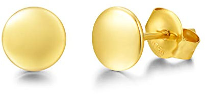 Solide 14 Karat 585 Gelb Gold Klein Runde Kreis Ohrstecker Ohrringe mit Geschenk Schmuck für Damen Mädchen - Durchmesser: 5 mm