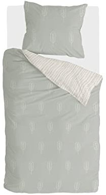 Walra Bettwäsche-Set - Größe 135x200, 100% Baumwolle - Leave It - Weiche und Angenehme Bettwäsche Set mit 80x80 Kissenbezug, Reißverschluss - Celadon