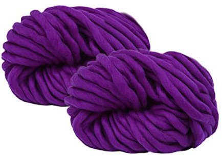 Maxee Sperrige Armstricken Wolle 500g (2 * 250 g), Roving Garn zum Handstricken Häkeln, Grobe Isländische Wolle, Grobstrick Weiches Wollgarn, Dicke Wolle Garn für Decke Stricken - (Dunkelviolett)