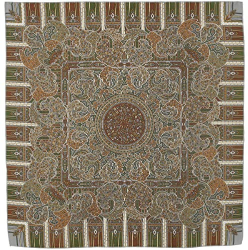 Pavlovo Posad Shawl Manufactory Original Damen Russischer Pawlow Schal Tuch Umschlagtuch 100% Wolle, mit Paisley und Blumen 89cm x 89cm, Orange