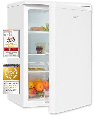 Exquisit Kühlschrank KS17-V-031E weiss | 131 L Nutzinhalt | Türanschlag wechselbar | Glasablagen und Gemüsefach | LED-Licht | Kühlen |