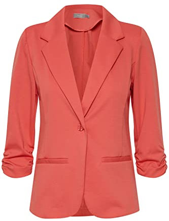 fransa FRZablazer Damen Blazer Kurzblazer Jacke mit Stretch Geraffte Ärmel mit Taschen, Größe:L, Farbe:Rose of Sharon (171635)