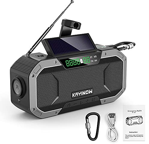 Kavolet Solar Radio, Tragbar Kurbelradio Dynamo Radio mit AM/FM, 5000mAh Power Bank Ladegerät Blitzlicht, LED Taschenlampe, SOS-Alarm für Notfall Outdoor, Outdoor-Camping-Überlebensradio