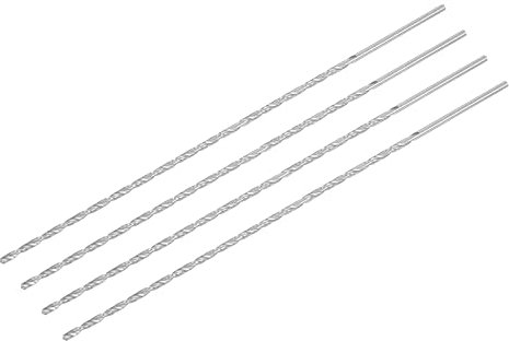 sourcing map HSS(High Speed Steel) Extra Long Twist Drill Bits, 2.5mm Drill Diameter 200mm Length 4 Pcs