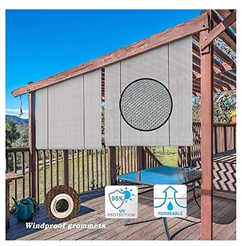 LIJINBO Sonnensegel Sichtschutznetz,Außen-Rollo, Winddicht, Aufrollbare Jalousien, Lichtfilternd, 90% Pavillon-Sichtschutz Für Veranda, Terrasse, Deck, Balkon, Sichtschutz Und UV-Schutz