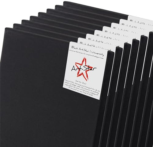 Art-Star 8x UNIVERSITY BLACK KEILRAHMEN 80x100 cm | schwarze Leinwände vorgrundiert, malfertige bespannte Leinwand zum Malen