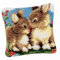 VIONNPPT Ostern Hase Serie Knüpfkissen Formteppich Latch Hook Kit DIY Knüpfkissen Kreuzstich,Stickerei Knüpfpackung Knüpfset Haken Kit für Kinder Erwachsene,Anfänger, 40cmx40cm (Rasen)