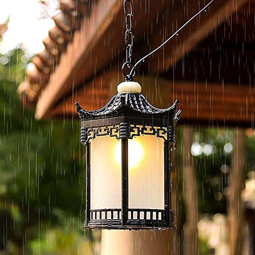 Mengjay Außen-Hängelampe Pendelleuchte außen rustikal antik E27 IP44 Hängelampe Außenleuchte Retro Außen/Innen Hängeleuchte Kronleuchter Hof Garten Beleuchtung Terasse