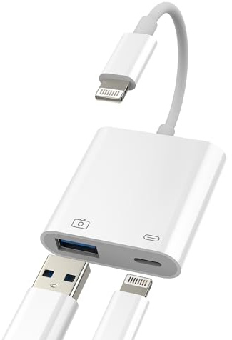 Adattatore Lightning a USB da Caricatore(2in1)per iPhone 14 13 Pro Max per Apple MFi Certified OTG 3.0 Cavo Camera per iPad USB-A Lettore Schede chiavetta Memoria Trasferire Fotocamera Tastiera Mouse