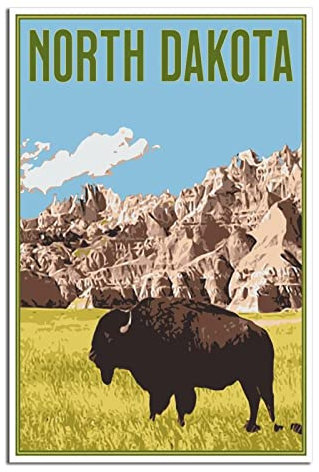 Vintage-Reiseposter North Dakota Yak, Leinwandkunst, Poster, Geschenk, Wanddekoration, Gemälde, Poster, dekorative Poster