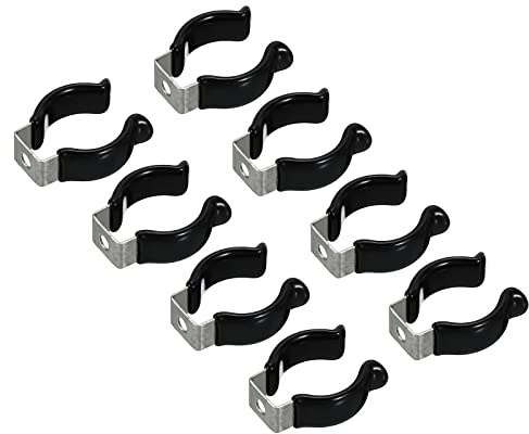 MECCANIXITY T8 U Clips Holder Bracket for LED Light Bulb Mounting Bracket Support Stainless Steel Fluorescent Tube Holder Pipe Clamps Spring Holder Tool Clips, Black Pack of 8