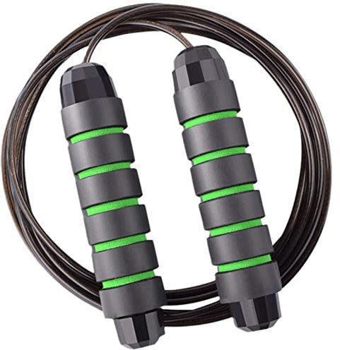 ONEGlobal Steel Reinforced Skipping Rope for Adults | Adjustable Tangle-Free Jump Rope with Comfortable Non-Slip EVA Foam Handle for Workouts, Boxing Exercises (Green)