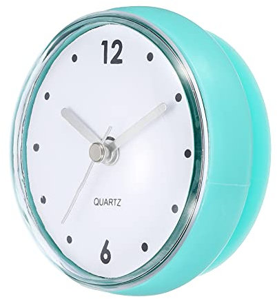 PATIKIL Wasserdicht Bad Uhrzeit Batterie Geräuschlos Betrieb Wanduhren mit Saugnapf für Dusche Küche Hause Dekoration Grün