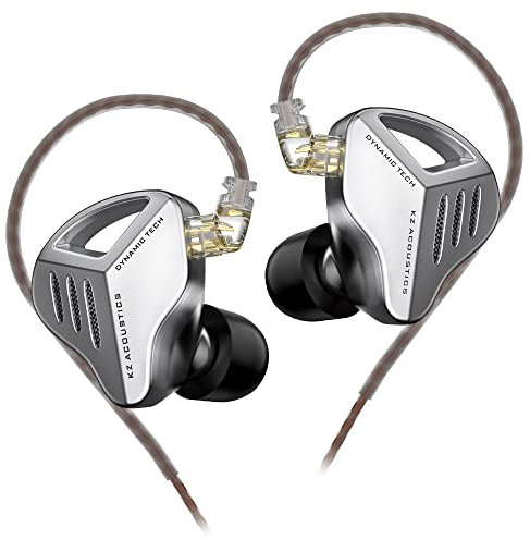 Yinyoo KZ ZVX 10mm Dual Cavity Super Linear Dynamic Driver HiFi in-Ear Earphones, KZ Newly Wired Headphones Ear Monitor with Detachable 2-Pin OFC Cable for Audiophile Musician (Sliver, No mic)
