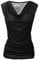 Zeagoo Damen Casual T-Shirt Sommer Shirt V Ausschnitt Kurzarm Stretch Falten Bluse Oberteil Elegant Tunika Top Hemd Schwarz S