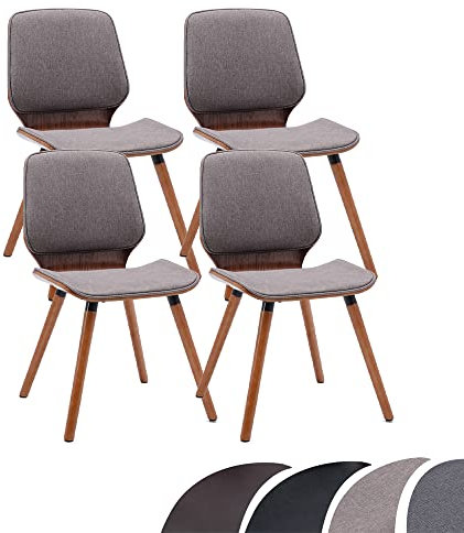 Mingone Esszimmerstühle 4er Set Küchenstuhl Holz Stuhl mit Sitzfläche aus Leinen Retro Design Stuhl aus Buchenholz für Küchen Esszimmer bis 150kg (Taupe-Leinen 4er)