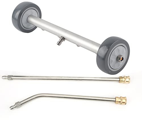 Wasserbesen-Reiniger, Doppelfunktion, Auto-Unterwagen-Hochdruckreiniger, Oberflächenreiniger, 4000 PSI, Unterboden-Autowasch-Wasserbesen mit 2 Stangen, 4 Edelstahl-Düsen