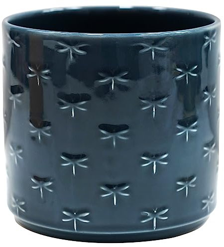 Ivyline Planter, Earthenware, Blue Dragonfly, D17.5cm x H17cm