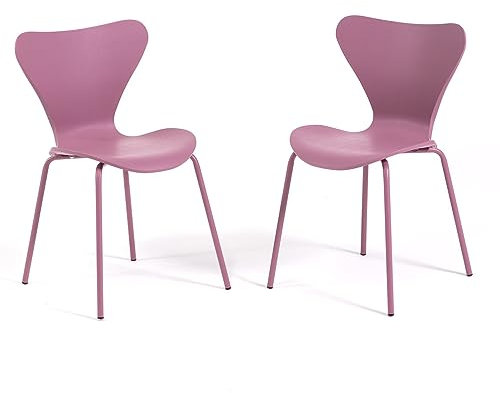 SIEDITI FUORI E DENTRO - Sedie da interno e cucina Nina impiliabili con scocca in resina e gambe in metallo (Rosa Antico (Resina), 2)
