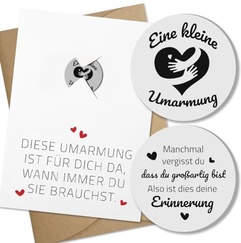 UEOTO Eine Kleine Umarmung Glücksbringer mit Grußkarte, Mutmacher Geschenk Prüfung Gute Besserung Geschenke Motivationsgeschenke Weihnachtsgescheke für Frauen Männer Kinder Beste Freundin Kollegen