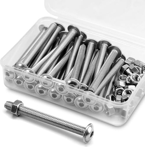 (30 pcs) M5 x 50mm Hex Socket Screws with Flange and Nuts Set 304 Stainless Steel Pan Head Screws