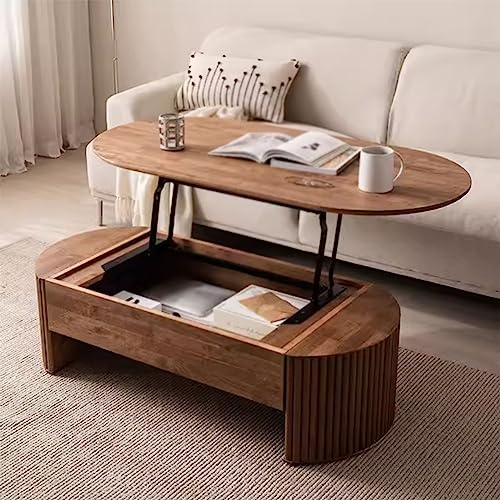 PRUJOY Couchtisch, komplett aus Massivholz, verstellbar, für Zuhause, Wohnzimmer, Aufbewahrungstisch, kleiner Couchtisch mit Stauraum (100 * 65 * 42cm)