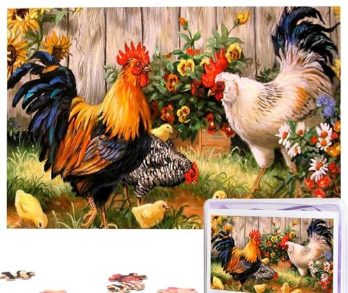Hühner-Malpuzzle, 1000 Teile, personalisierte Puzzles, Fotos, Puzzle für Familie, Bilderpuzzle für Erwachsene, Hochzeit, Geburtstag (74,9 x 50 cm)