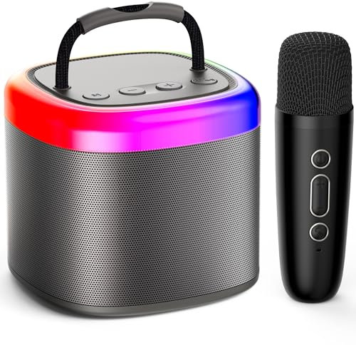 JYX Macchina karaoke per bambini e adulti, mini impianto karaoke con microfoni, altoparlante Bluetooth karaoke per feste a casa, regalo per Brithday, Natale, giocattolo per ragazze e ragazzi