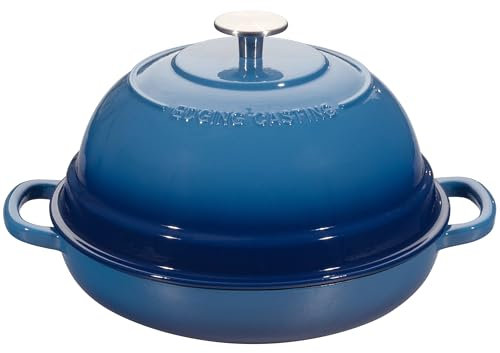EDGING CASTING Enameled Cast Iron Dutch Oven Pot with Lid, Round Bread Oven for Homemade Sourdough Bread Baking, 6 Quart, Lake Blue