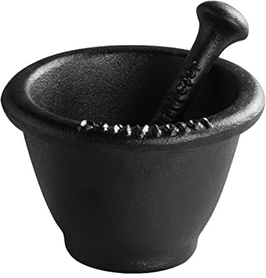 Juego de mortero y mortero, trituradores, mortero y mortero, juego grande de mortero y mortero de hierro fundido, molinillo de especias de hierro negro, mortero y mortero de porcelana hecho a mano