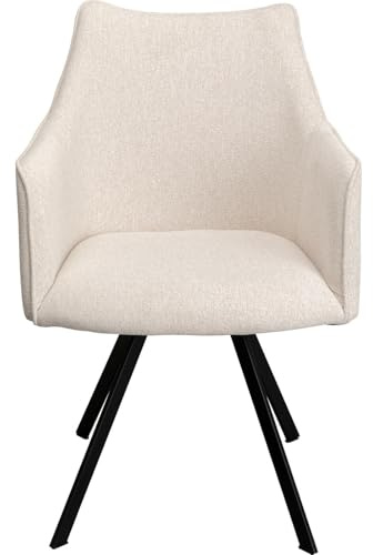Kare Design Drehstuhl Modino, Creme, 48,5cm Sitzhöhe, Mit Armlehnen, Polsterstuhl, Easy Clean, Esszimmerstuhl, Wohnzimmer
