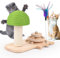 Banaone Juguete Interactivo Madera para Gatos, 4 En 1 Juguete Interactivo con Poste Rascador de Sisal Natural, Juguetes de Madera para Gatito Torre de 2 Pisos con Pista y Pelota