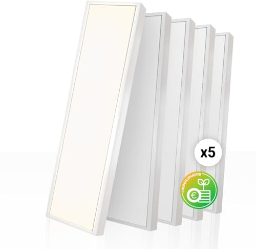 5x LED Anbaupanel 150x30 cm 4000K Neutralweiß UGR<19 Aufbaurahmen | 40W 6400lm Rasteranbauleuchte Aufbaupanel Deckenleuchte flimmerfrei BLt