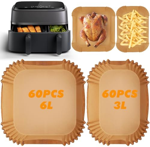 YAMAIDUO Carta Forno per Friggitrice ad Aria 120 Pezzi, Antigrasso Antiaderente Usa e Getta BPA Free Carta Per Friggitrice Ad Aria 6L/3L, Carta Forno Compatibile Con Philips Dual 3000/5000 Series