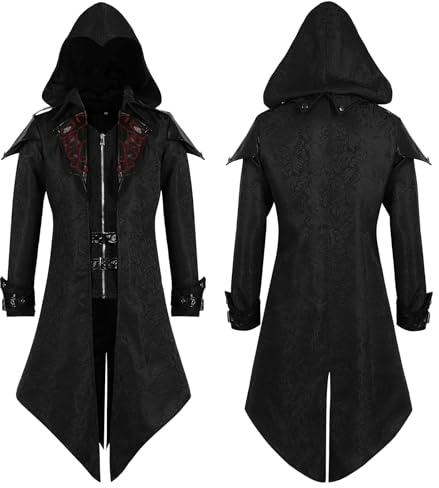 rumnigh Costume steampunk pour homme, veste de frack médiéval, steampunk, gothique, smoking victorien, costume vintage, pour Halloween, carnaval