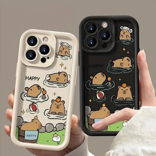 Yimctoie Handyhülle 2 Stück für iPhone 14 Hülle 6.1'' Anime Niedlich Cartoon Karikatur Tier Capybara Motiv Manga Design Case Kameraschutz 2 pcs Schutzhülle Stoßfest TPU Silikon Weich Ultra Dünn Cover
