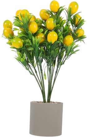 BESTYASH Artificial Lemon Tree Potted Plant Lifelike Lemon Shaved Citrus Decor for Home Office Garden
