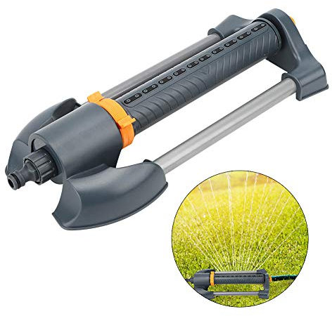 20 Hole Garden Sprinkler, Lawn & Garden Sprinklers, Metal Base Lawn Rotating Oscillating Sprinkler, Adjustable Spray Angle