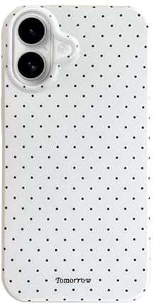Reownest Case for iPhone 16 with Cute Polka Dot Pattern Aesthetic Design, Simple Stylish Soft TPU Protective Phone Cover for iPhone 16 -White