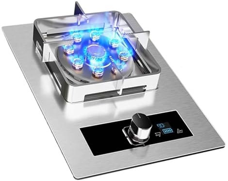 Gaziniere Gaz Acier Inoxydable, Cuisinière À Gaz À Brûleur Unique, Minuterie À Feu Élevé À Neuf Cavités De 5,2 W, Avec Protection Anti-extinction(NG)