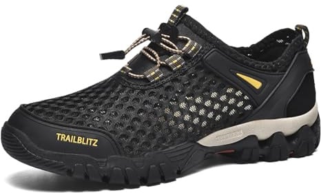 TRAILBLITZ Water Shoes Men Hiking Fishing Arch Support (10.5 Wide, Black)