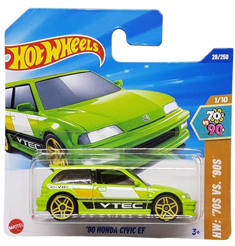 Hot Wheels Honda Civic EF HYX90 70s vs 90s 1/10 Short Card VTEC neongrün Honda Lizenz Mattel 2025 1:64